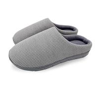 ofoot Comfortable and Supportive Women's Home Slippers with Memory Foam,Terry Cloth Lining Non-Slip TPR Outsole（UK 8-8.5,Grey