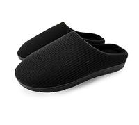 ofoot Comfortable and Supportive Women's Home Slippers with Memory Foam,Terry Cloth Lining Non-Slip TPR Outsole（US 8-8.5,Black