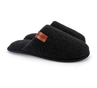 ofoot Mens Comfortable Warm Soft Fuzzy House Slippers Mules,Faux Fur Wool Fleece Lining Memory Foam Insole Non Slip Rubber Soles(Black, 5/6 UK)