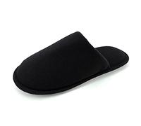 Ofoot Men's Cozy Thread Cloth Organic Cotton House Slippers, Washable Flat indoor/outdoor slip on shoes (9.5-10.5 UK, Black)