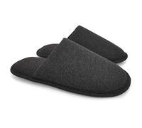 Ofoot Mens House Comfortable Memory Foam Cotton Slippers Indoor Backless Shoes For Summer Lightweight Washable Non Slip Rubber Soles (Charcoal Grey,5/6 UK)