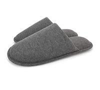 Ofoot Mens House Comfortable Memory Foam Cotton Slippers Indoor Backless Shoes For Summer Lightweight Washable Non Slip Rubber Soles (Dark Grey,6.5/7.5 UK)