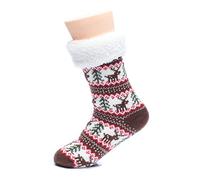 ofoot Winter Polyester Knitted Deer Pattern Stockings, Christmas Style Home Slipper Socks for All Ages (M/L 5-6.5 B(M) UK, Brown)