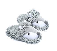 ofoot Womens & Childrens Cute Warm Fuzzy House Slippers Adult Furry Animal Shoes Non Slip Rubber Sole,Monkey Rabbit Koala Fox Owl Cat Lion Bunny Gorilla(Grey(Fox),UK 6-8)