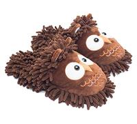 ofoot Womens & Childrens Cute Warm Fuzzy House Slippers Adult Furry Animal Shoes Non Slip Rubber Sole,Monkey Rabbit Koala Fox Owl Cat Lion Bunny Gorilla(Brown(Owl),UK 9-11)