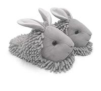 ofoot Womens & Childrens Cute Warm Fuzzy House Slippers Adult Furry Animal Shoes Non Slip Rubber Sole,Monkey Rabbit Koala Fox Owl Cat Lion Bunny Gorilla(Grey(Bunny),UK 6-8)