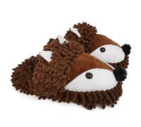 ofoot Womens & Childrens Cute Warm Fuzzy House Slippers Adult Furry Animal Shoes Non Slip Rubber Sole,Monkey Rabbit Koala Fox Owl Cat Lion Bunny Gorilla(Brown(Fox),UK 9-11)