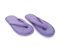 ofoot Women's Cozy Cotton House Slippers Thong Flip Flops Memory Foam Insole Open Toe Indoor Slip On Shoes (Purple, 7/8 UK)