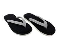 ofoot Women's Cozy Cotton House Slippers Thong Flip Flops Memory Foam Insole Open Toe Indoor Slip On Shoes (Black, 8.5/9.5 UK)