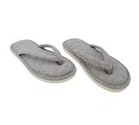 ofoot Women's Cozy Cotton House Slippers Thong Flip Flops Memory Foam Insole Open Toe Indoor Slip On Shoes (Grey, 8.5/9.5 UK)
