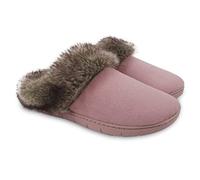 ofoot Womens Memory Foam Moccasin Suede Fur Slippers Ladies Bedroom Clogs Non Slip Hard Rubber Soles Indoor Outdoor(Pink, UK 4-5)