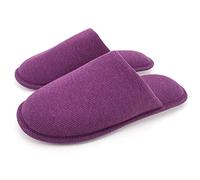 ofoot Women's Memory Foam Slippers - Breathable Cotton Washable Indoor House Shoes with Non-Skid Rubber Soles Summer Lightweight Comfort Scuffs (Purple, 2/3 UK)