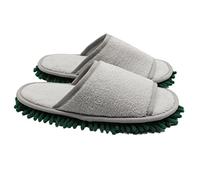ofoot Womens Microfiber Chenille House Open Toe MOP Slippers, Dust Floor Cleaning Slippers and Hand Towels,1 Set(1 PR Slipper & 1 pc Hand Towels) Multi-Colors 10 4/5"(Size 9-10) (Grey/Green)