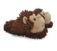 Ofoot Womens Winter Warm Parent-Child Fuzzy Home Slippers Cute Animal Koala Fox Owl Cat Lion Gorilla Bunny,Durable Anti Skid Grippers Rubber Bottom Outsole, Brown Monkey, 3/5 UK