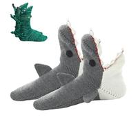 Oforest Alligator socks, Shark socks, Novelty Alligator & Shark 3D Knit Socks for Christmas, Wool Winter Warm Thick Casual Sock (Shark socks)