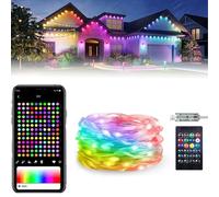 Oforest Smart Rainbow LED Permanent Outdoor Light, Wi-Fi Bluetooth Smart Constant-On Light String, Smart App Control, Ip65 Water Resistance for Halloween, Christmas,Party, Roof (98.4ft)
