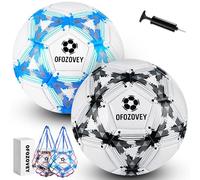 OFOZOVEY Soccer Ball Size 5 Two Pack,Classic Indoor Outdoor Soccer with 1 Pump 2 Net Bag and 1 Needle,Long-Lasting for Training, Games, Outdoor & Indoor Play,Ideal Gift for Boys Girls Youth Adult