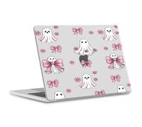 OFQKOAKS Compatible with MacBook Air 13 inch Case 2022 2021 2020 2019 2018 Release M1 A2337 A2179 A1932,Pink Daisy Ghost Bow Halloween Laptop Cover Shell for MacBook Air 13.3 inch