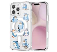 OFQKOAKS for iPhone 16 Pro Max Case,Compatible with MagSafe,Girly Cartoon Fat Cat Shark Phone Case,Clear Magnetic Soft Slim Fit Protective Cover for Women Girls