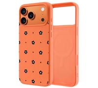 OFQKOAKS for iPhone 17 Pro Case Compatible with MagSafe,Cute Design Polka Dot Flower Phone Case,Soft Orange Liquid Silicone Winter Protective Cover for Women Girls