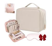 OFUCAB Setpatient Multi-Compartment Toiletry Cosmetic Bag, Patient Travel Makeup Bag, Set Patient Cosmetic Bag, Large Capacity Double Layer Design for Travel and Storage, white