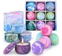 OFUN Bath Bombs & Scented Candles Gift Set, Large Bombs for Women Gifts, Spa Gift Idea for Girls, Friends, Kids Girlfriends Mum Mother's Day Birthday