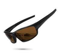 Ofwin Polarized Sports Sunglasses for Men Women Driving Cycling Fishing Wrap Around Sun Glasses UV400 Protection, Matte Black Frame/Brown Lens, Standard