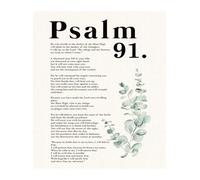 OFXOAAAT Inspirational Bible Verse Canvas, Psalm 91 Wall-Art for Home & Church, God's Protection Scripture Print, Gift for Believers, Pastors, Worship Leaders(Framed,16x24inch(40x60cm))