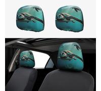 OFYGJFB Car Headrest Covers 2 Pcs sea turtle Face Stretchy Fabric