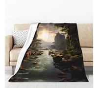 OFYGJFB Customized Cozy Blanket - Unique Personalized Design, Anti-Pilling Flannel, Soft & Warm Throw for Bed, Couch, Travel for All Occasions RiverMysticFlow 280g flannel