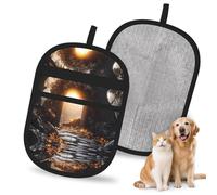 OFYGJFB Reusable Beautiful path under the sunset Pet Hair Remover Gloves, Extra Durable Electrostatic Mitts for Multiple Dogs & Cats, Furniture, Carpet, Car Seat Hair Removal