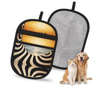 OFYGJFB Reusable The beach at sunset Pet Hair Remover Gloves, Extra Durable Electrostatic Mitts for Multiple Dogs & Cats, Furniture, Carpet, Car Seat Hair Removal