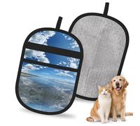 OFYGJFB Reusable The blue sky and white clouds Pet Hair Remover Gloves, Extra Durable Electrostatic Mitts for Multiple Dogs & Cats, Furniture, Carpet, Car Seat Hair Removal