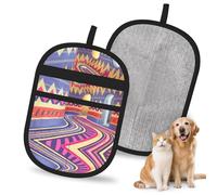 OFYGJFB Reusable The psychedelic corridor Pet Hair Remover Gloves, Extra Durable Electrostatic Mitts for Multiple Dogs & Cats, Furniture, Carpet, Car Seat Hair Removal
