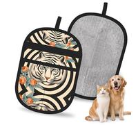 OFYGJFB Reusable The tiger with zebra pattern Pet Hair Remover Gloves, Extra Durable Electrostatic Mitts for Multiple Dogs & Cats, Furniture, Carpet, Car Seat Hair Removal