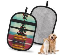 OFYGJFB Reusable There are beach trees in the background Pet Hair Remover Gloves, Extra Durable Electrostatic Mitts for Multiple Dogs & Cats, Furniture, Carpet, Car Seat Hair Removal