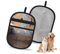 OFYGJFB Reusable World Map Pet Hair Remover Gloves, Extra Durable Electrostatic Mitts for Multiple Dogs & Cats, Furniture, Carpet, Car Seat Hair Removal
