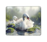 OFYGJFB Square Mouse Pad with Stitched Edges - 7.9 x 9.5 in Small Mousepad for Wireless Mouse, Elegant Swan Mouse Pads for Laptop, Gaming, Office & Home Decor