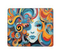OFYGJFB Square Mouse Pad with Stitched Edges - 7 x 8.6 in Small Mousepad for Wireless Mouse, 3mm Thick Rubber Base Non-Slip Desk Mat, beautiful face Mouse Pads for Laptop, Gaming, Office & Home Decor