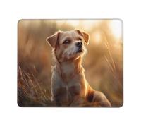 OFYGJFB Square Mouse Pad with Stitched Edges - 7 x 8.6 in Small Mousepad for Wireless Mouse, The little dog standing on the grass under the sunset Mouse Pads for Laptop, Gaming, Office & Home Decor
