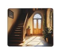 OFYGJFB Square Mouse Pad with Stitched Edges - 8.3 x 10.3 in Small Mousepad for Wireless Mouse, 3mm Thick Rubber Base Non-Slip Desk Mat, A peaceful wooden mansion Mouse Pads