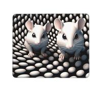 OFYGJFB Square Mouse Pad with Stitched Edges - 8.3 x 10.3 in Small Mousepad for Wireless Mouse, Cute little white mouse Mouse Pads for Laptop, Gaming, Office & Home Decor