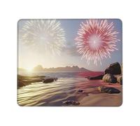 OFYGJFB Square Mouse Pad with Stitched Edges - 8.3 x 10.3 in Small Mousepad for Wireless Mouse, The beach and fireworks at sunset Mouse Pads for Laptop, Gaming, Office & Home Decor