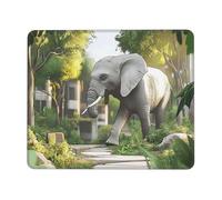 OFYGJFB Square Mouse Pad with Stitched Edges - 8.3 x 10.3 in Small Mousepad for Wireless Mouse, The Elephant in Utopia Mouse Pads for Laptop, Gaming, Office & Home Decor