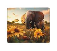OFYGJFB Square Mouse Pad with Stitched Edges - 8.3 x 10.3 in Small Mousepad for Wireless Mouse, The elephant in the sunflower field Mouse Pads for Laptop, Gaming, Office & Home Decor