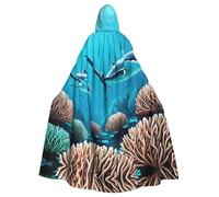 OFYGJFB Unique Customized Black Hoodie Poncho - Perfect for Halloween, Cosplay, and Themed Parties - Unisex Medieval Cloak with Hood Whales Majesty Swim