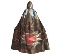 OFYGJFB Unique Customized Black Hoodie Poncho - Perfect for Halloween, Cosplay, and Themed Parties - Unisex Medieval Cloak with Hood The Temple of Flowers