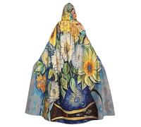 OFYGJFB Unique Customized Black Hoodie Poncho - Perfect for Halloween, Cosplay, and Themed Parties - Unisex Medieval Cloak with Hood VaseFloralRiot