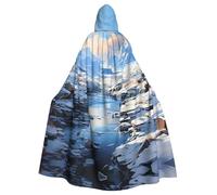 OFYGJFB Unique Customized Black Hoodie Poncho - Perfect for Halloween, Cosplay, and Themed Parties - Unisex Medieval Cloak with Hood Snow Peaks