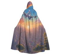 OFYGJFB Unique Customized Black Hoodie Poncho - Perfect for Halloween, Cosplay, and Themed Parties - Unisex Medieval Cloak with Hood SkylineFlightDawn